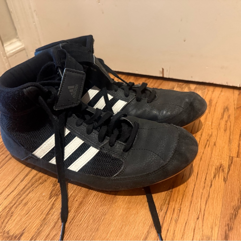 Adidas Black and White High-Top Shoes